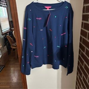 NWT Lily Pulitzer Size XXL Navy Top with Pink Accents
